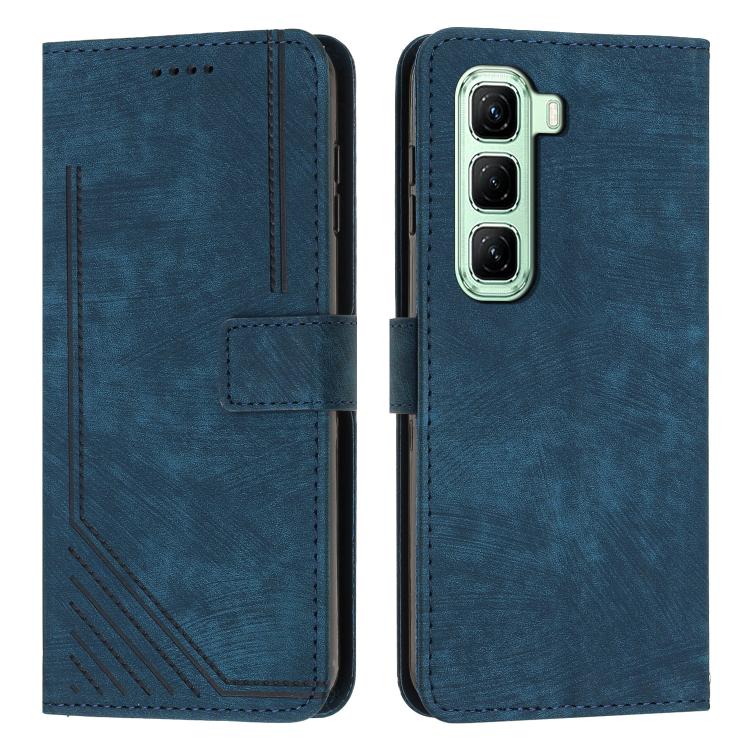Skin Feel Stripe Pattern Leather Phone Case with Lanyard — view 46