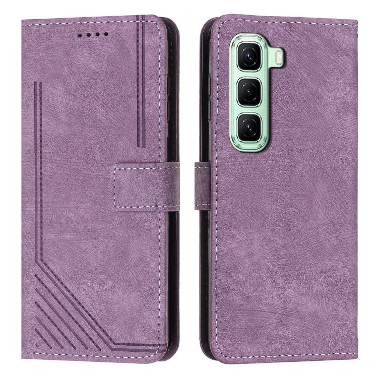 Skin Feel Stripe Pattern Leather Phone Case with Lanyard — view 48