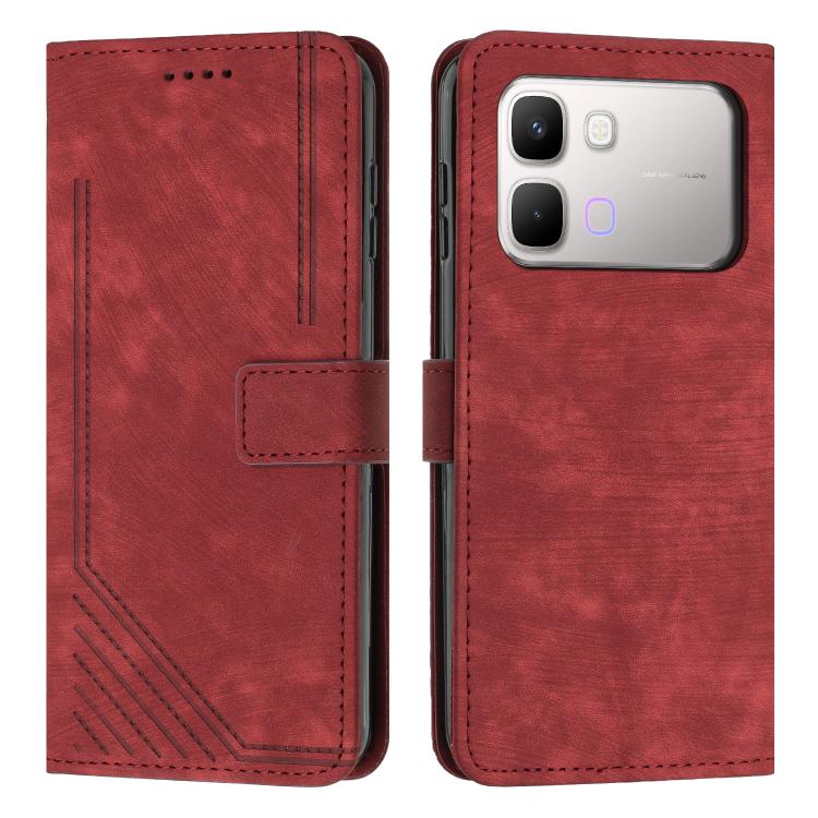 Skin Feel Stripe Pattern Leather Phone Case with Lanyard — view 20
