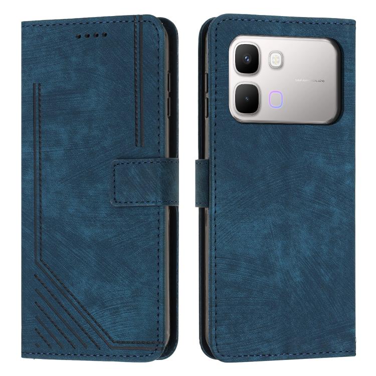 Skin Feel Stripe Pattern Leather Phone Case with Lanyard — view 22