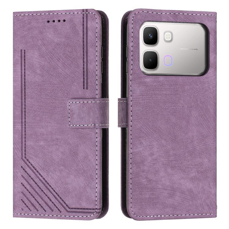 Skin Feel Stripe Pattern Leather Phone Case with Lanyard — view 24