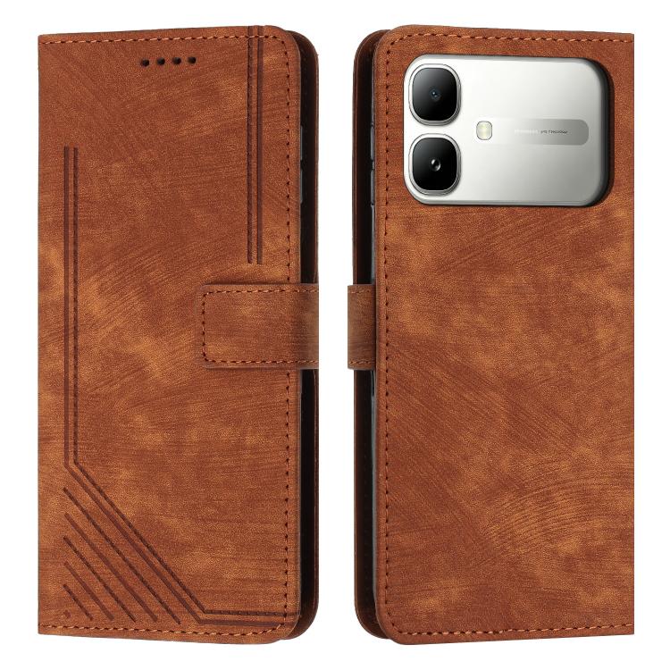 Skin Feel Stripe Pattern Leather Phone Case with Lanyard — view 25
