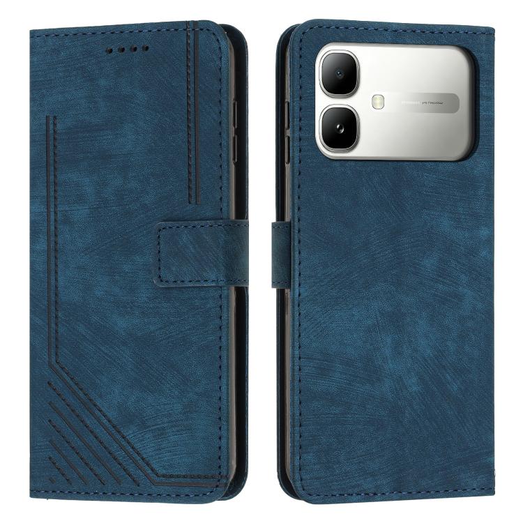 Skin Feel Stripe Pattern Leather Phone Case with Lanyard — view 28