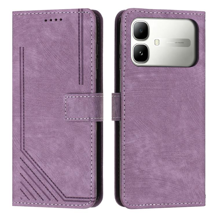 Skin Feel Stripe Pattern Leather Phone Case with Lanyard — view 30