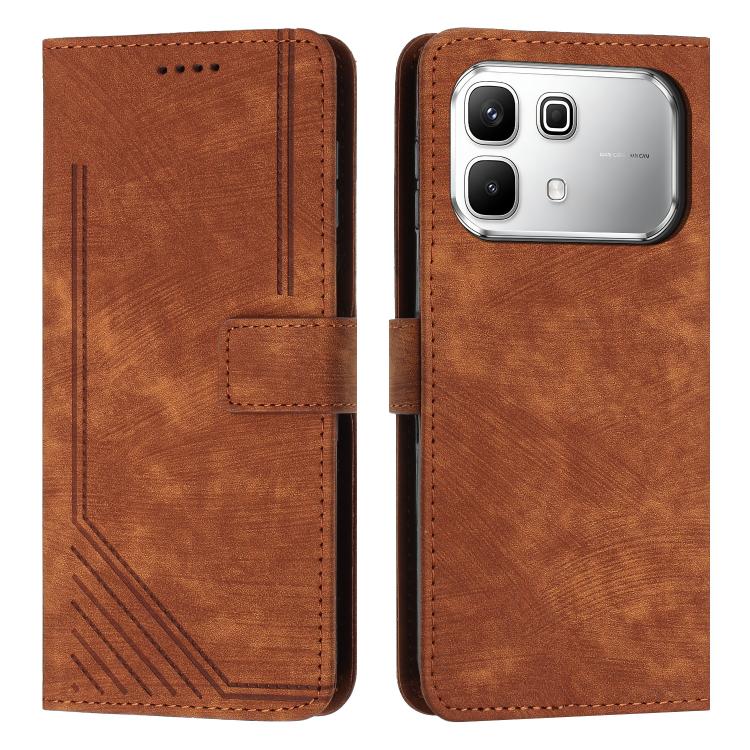Skin Feel Stripe Pattern Leather Phone Case with Lanyard — view 31