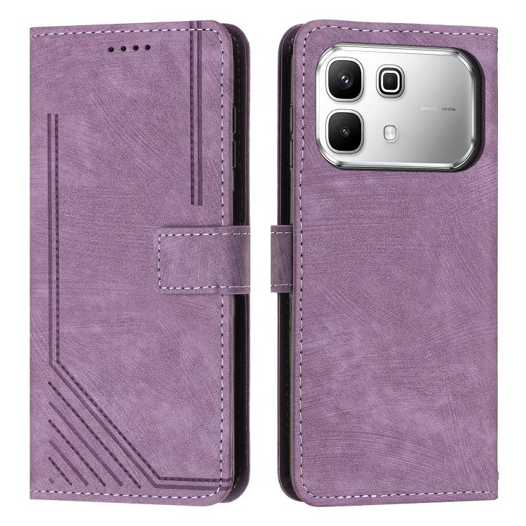 Skin Feel Stripe Pattern Leather Phone Case with Lanyard — view 36