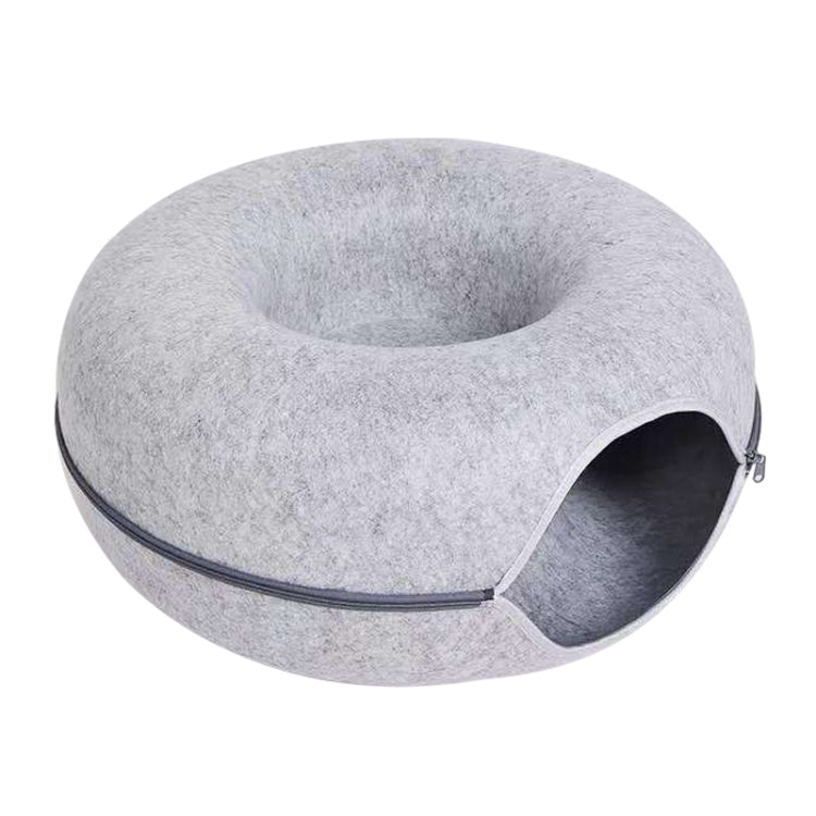 Round Wool Felt Cat Litter Tunnel Cat Litter — Dark Grey