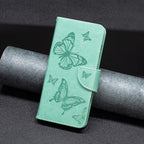 Embossing Two Butterflies Pattern Leather Phone Case