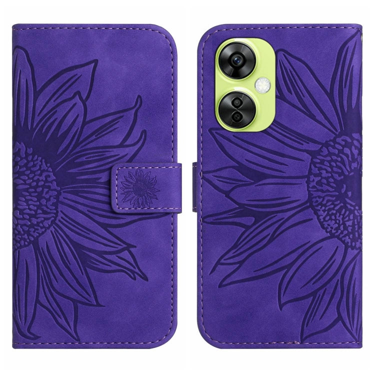 Skin Feel Sun Flower Embossed Leather Phone Case with Lanyard