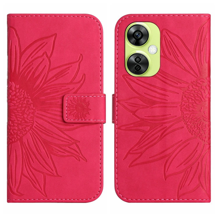 Skin Feel Sun Flower Embossed Leather Phone Case with Lanyard