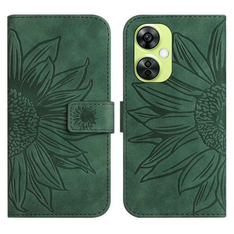 Skin Feel Sun Flower Embossed Leather Phone Case with Lanyard