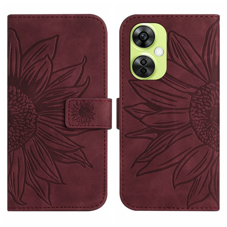 Skin Feel Sun Flower Embossed Leather Phone Case with Lanyard