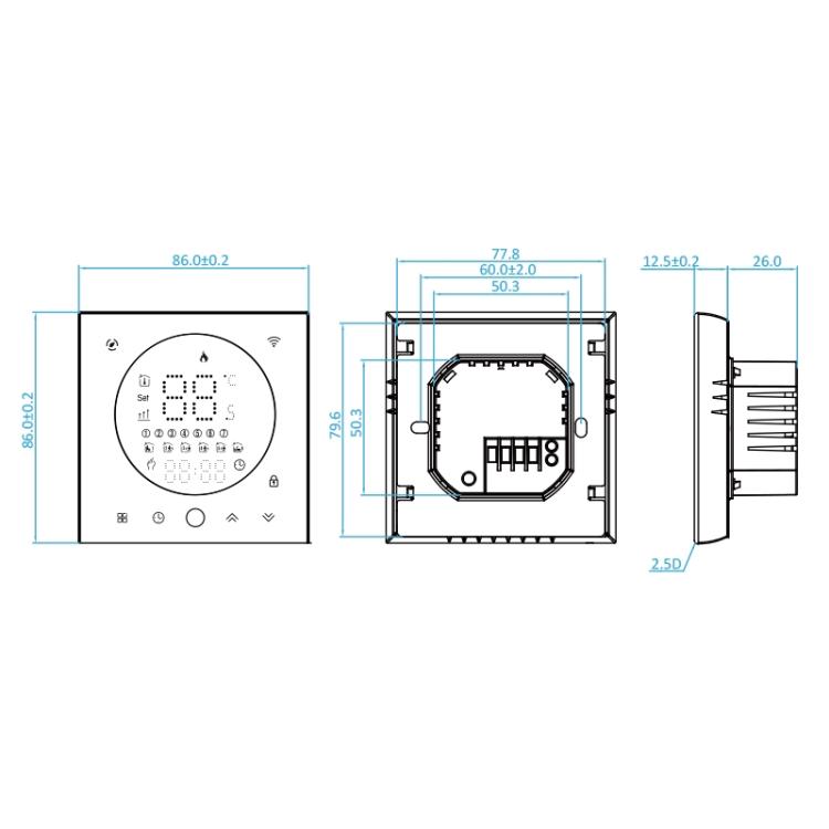 BHT-008GALW 95-240V AC 5A Smart Home Water Heating LED Thermostat With WiFi — Black