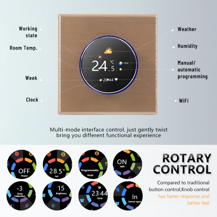 BHT-7000-GBLZB 95-240V AC 16A Smart Knob Thermostat Electric Heating Controller with Zigbee & WiFi — view 6