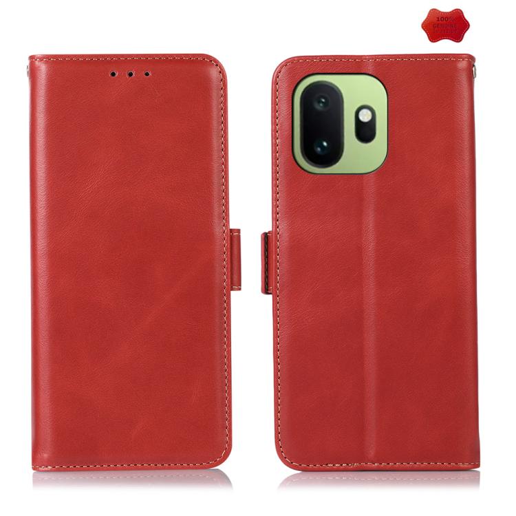 Magnetic Crazy Horse Texture Genuine Leather RFID Phone Case