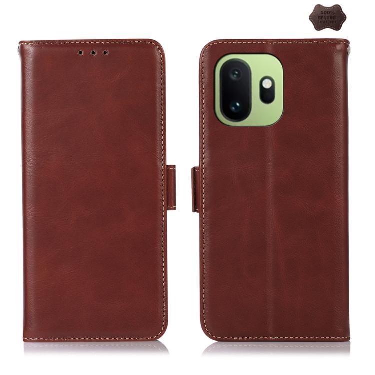 Magnetic Crazy Horse Texture Genuine Leather RFID Phone Case