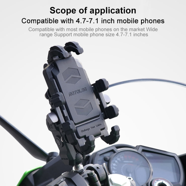MOTOSLG Crab Motorcycle Phone Clamp Bracket — L-Type Rear Mirror Mount