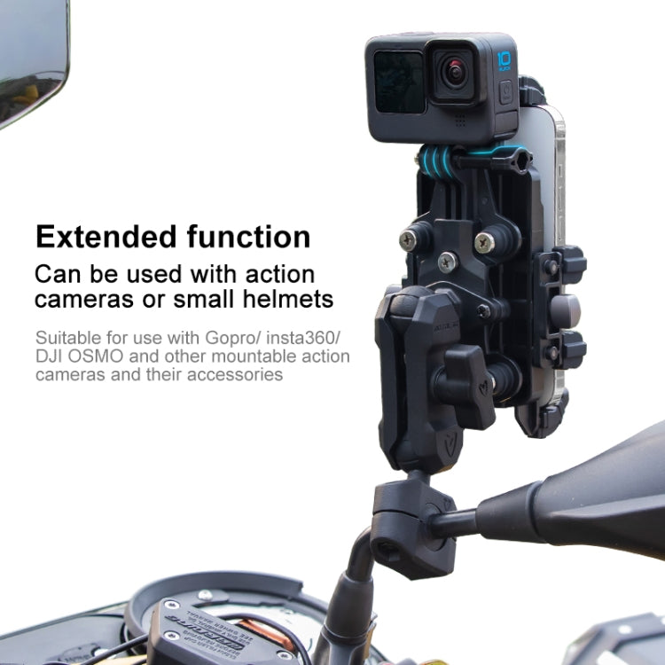 MOTOSLG Crab Motorcycle Phone Clamp Bracket — M10 Ballhead Mount with Anti-theft Lock