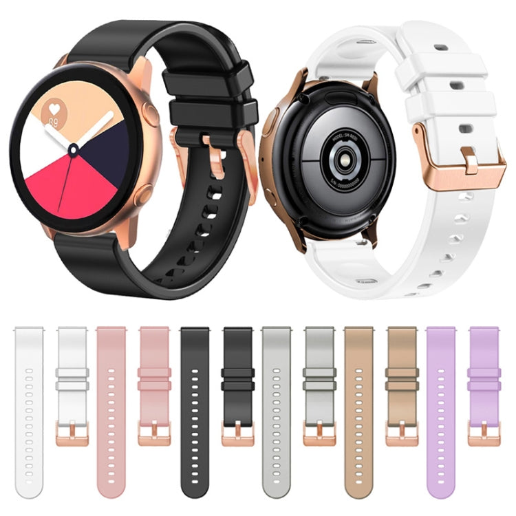 20mm Solid Color Rose Gold Buckle Silicone Watch Band