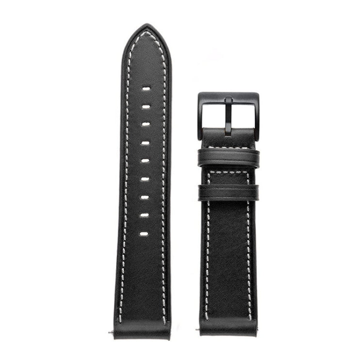 Stitching Black Buckle Genuine Leather Watch Band