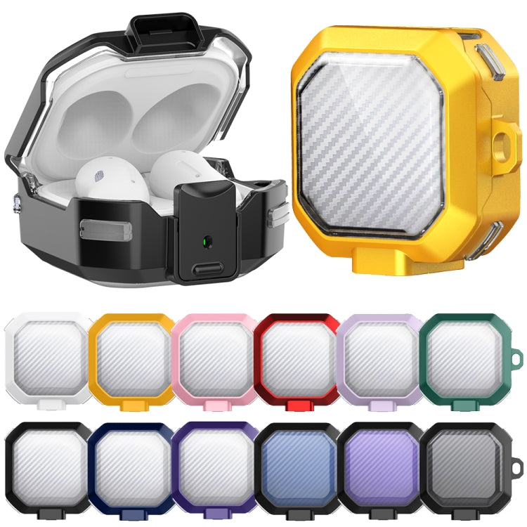 TPU + PC Transparent Carbon Fiber Wireless Earphones Protective Case With Switch