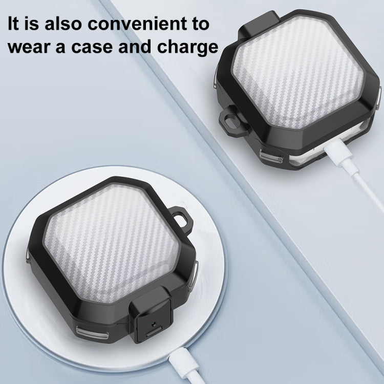 TPU + PC Transparent Carbon Fiber Wireless Earphones Protective Case With Switch