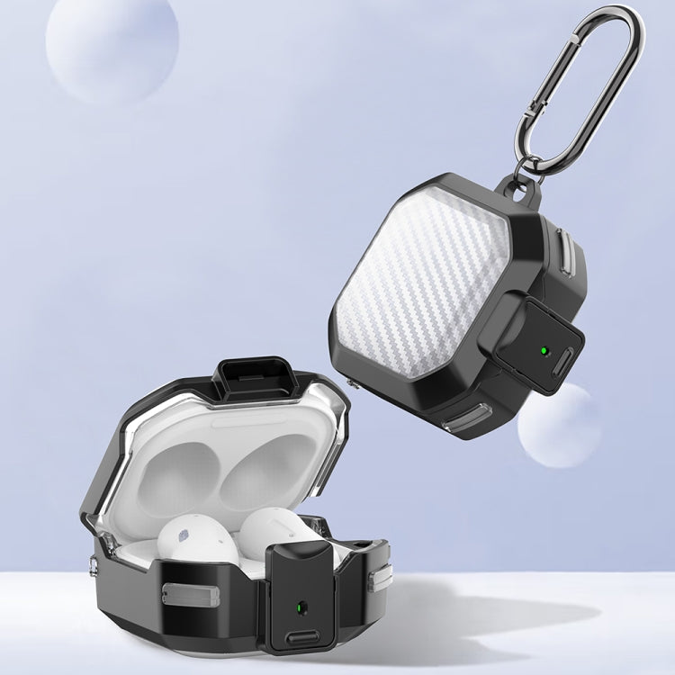 TPU + PC Transparent Carbon Fiber Wireless Earphones Protective Case With Switch