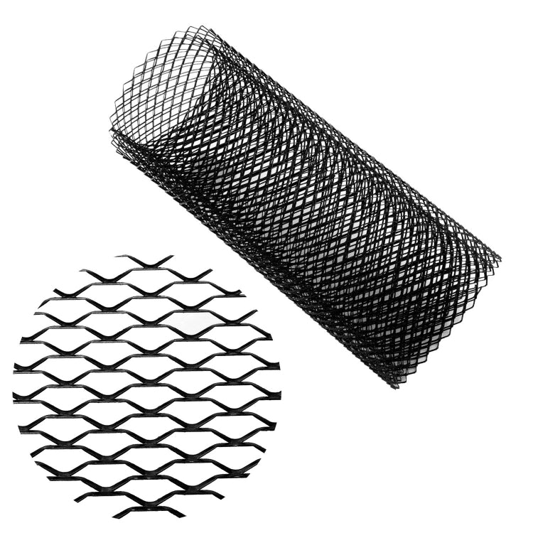 XH-6013 100x33cm Universal Car Grill Mesh Aluminum Alloy Grille Insert Bumper — Black