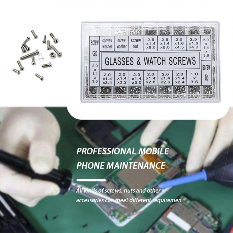 1000pcs Box Watch Glasses Repair Screw Set — view 5