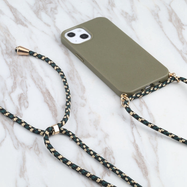 Wheat Straw TPU Shockproof Phone Case with Neck Lanyard