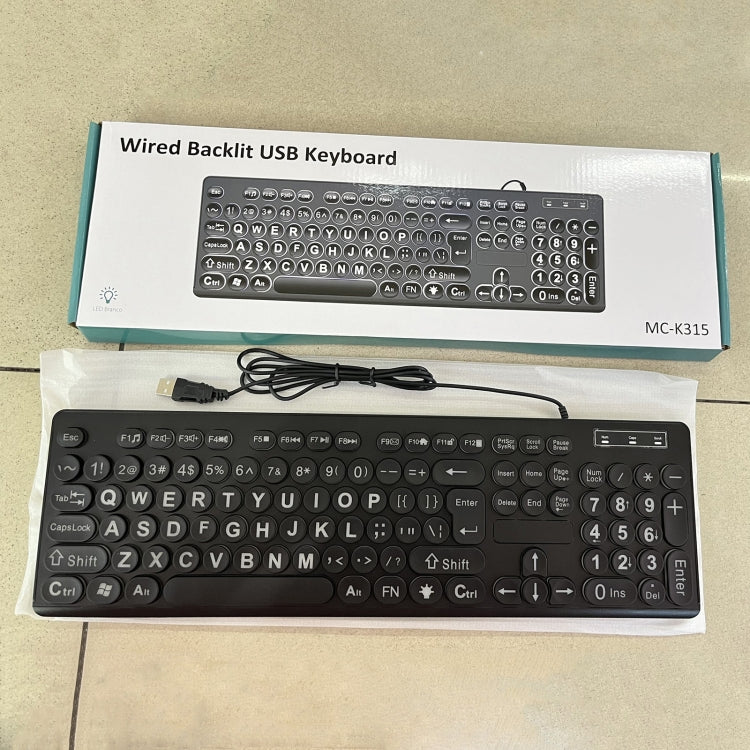 MC-K315 104 Keys Large Characters Blacklit Wired Keyboard