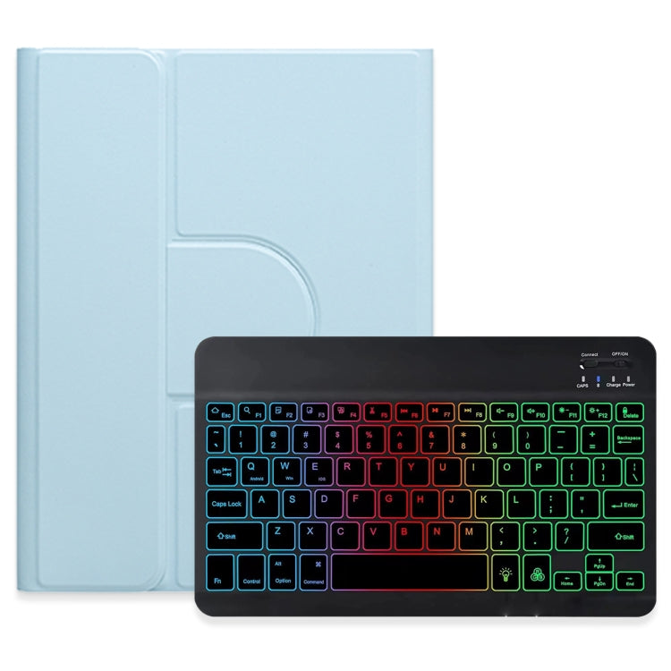 Three-color Backlight Black 360 Degree Rotatable Bluetooth Keyboard Leather Case