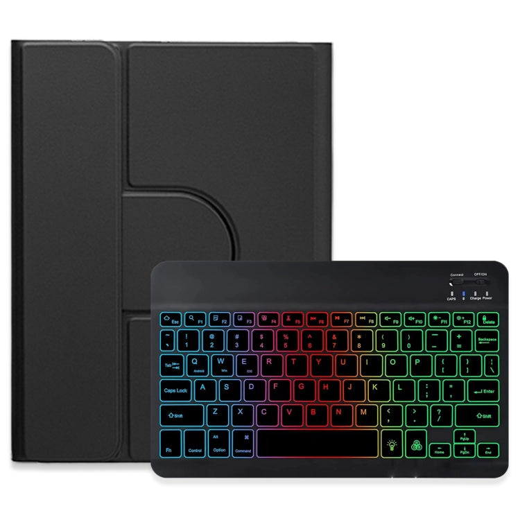 Three-color Backlight Black 360 Degree Rotatable Bluetooth Keyboard Leather Case