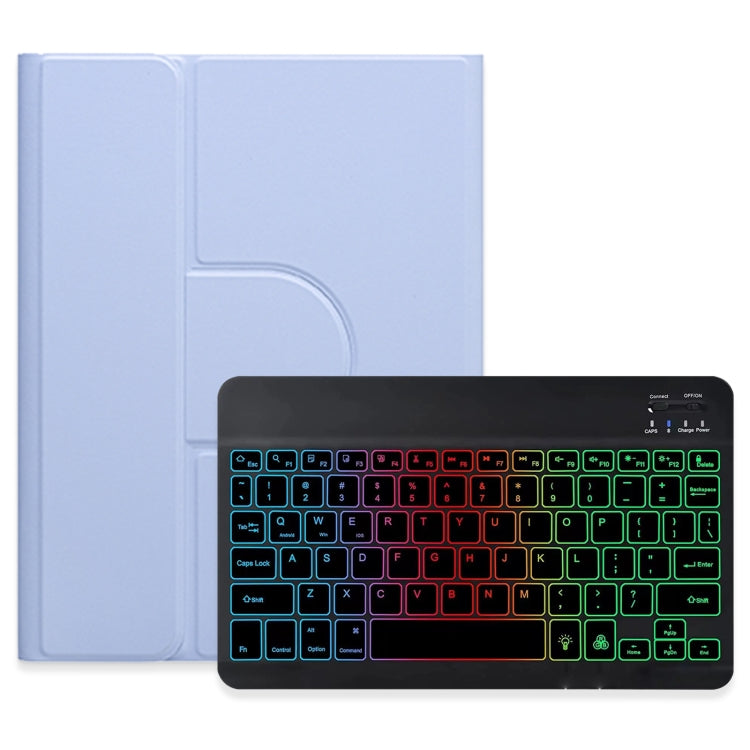 Three-color Backlight Black 360 Degree Rotatable Bluetooth Keyboard Leather Case