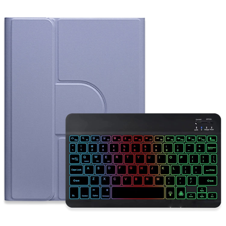 Three-color Backlight Black 360 Degree Rotatable Bluetooth Keyboard Leather Case