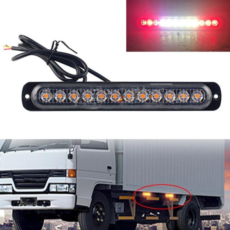Car Truck Emergency Strobe Flash Warning Light 12LEDs Long Ultra-thin Side Lights, DC12V-24V / 36W, DC12V-24V / 36W(Yellow + Red + Yellow)