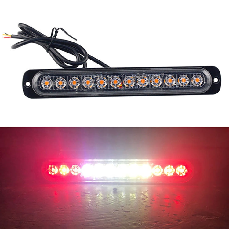 Car Truck Emergency Strobe Flash Warning Light 12LEDs Long Ultra-thin Side Lights, DC12V-24V / 36W, DC12V-24V / 36W(Yellow + Red + Yellow)
