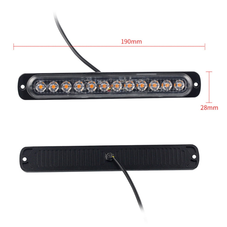 Car Truck Emergency Strobe Flash Warning Light 12LEDs Long Ultra-thin Side Lights, DC12V-24V / 36W, DC12V-24V / 36W(Yellow + Red + Yellow)