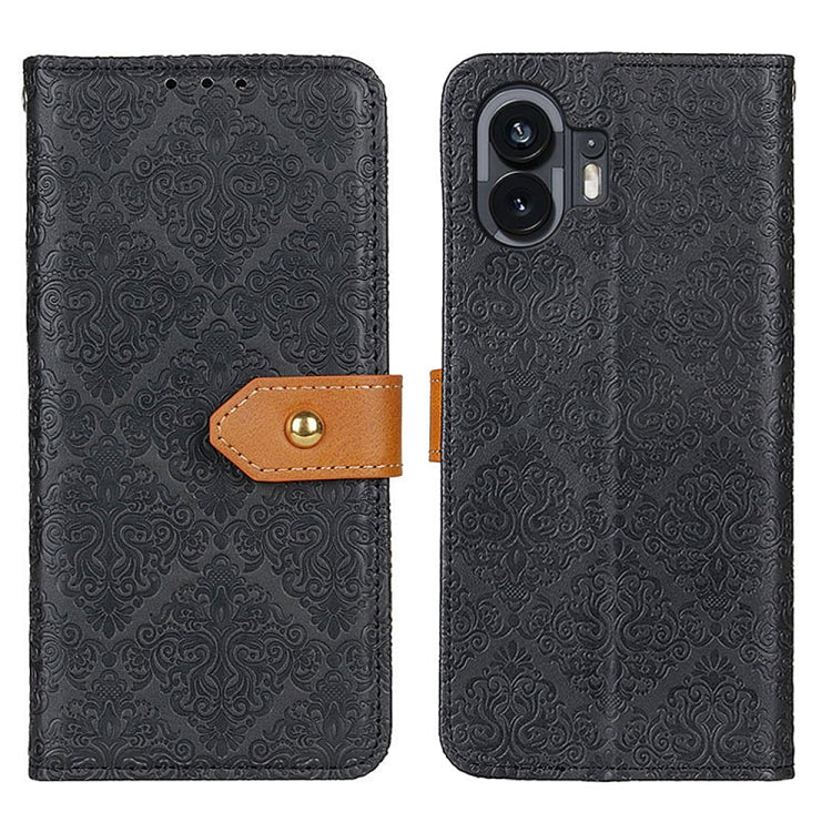 European Floral Embossed Leather Phone Case
