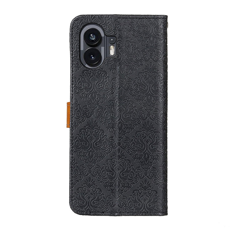 European Floral Embossed Leather Phone Case