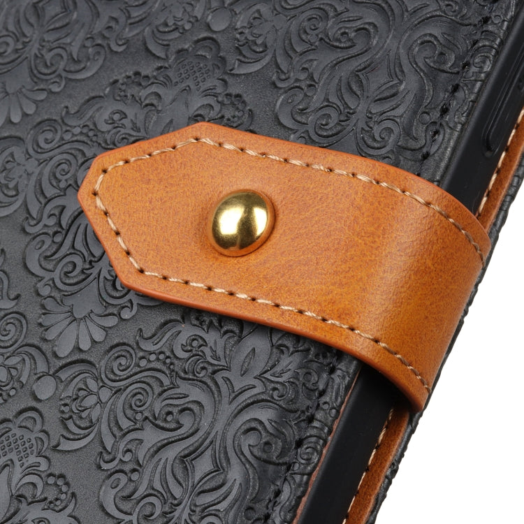 European Floral Embossed Leather Phone Case