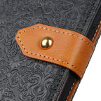 European Floral Embossed Leather Phone Case
