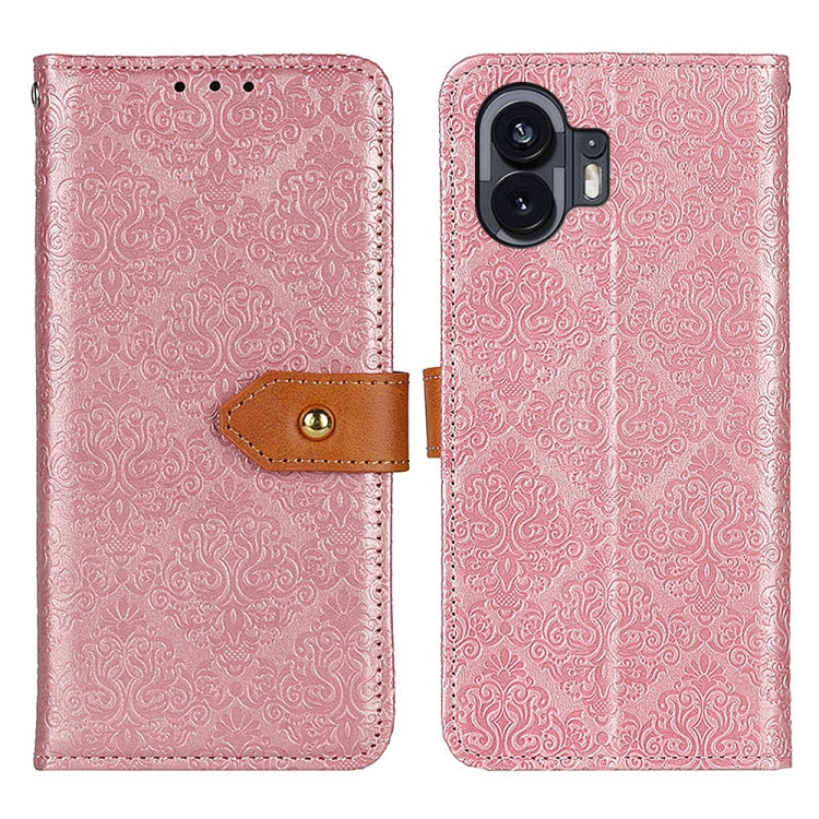 European Floral Embossed Leather Phone Case
