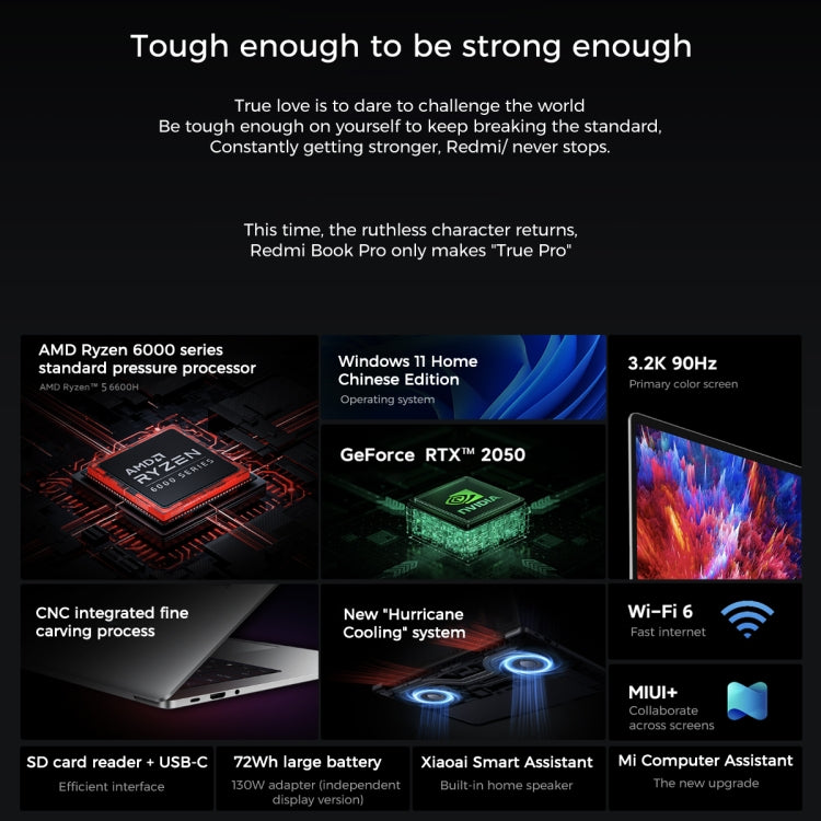 Xiaomi RedmiBook Pro 15 Laptop 2022 15.6 inch, Windows 11 Home Chinese Version, AMD Ryzen 5 6600H Hexa Core