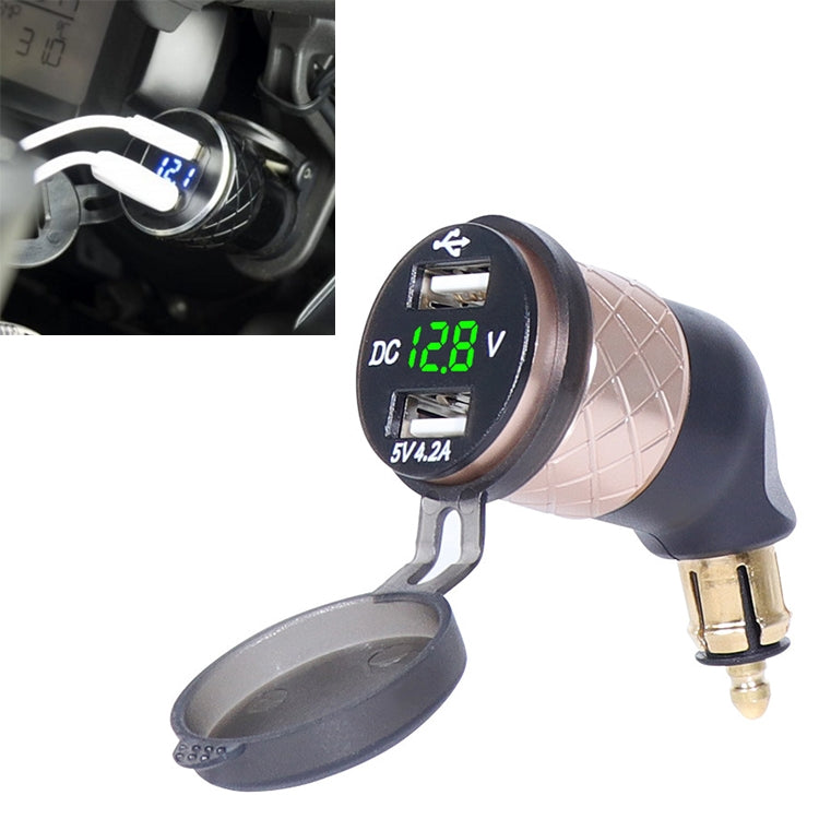 German EU Plug Special Motorcycle Elbow Charger Dual USB Voltmeter 4.2A Charger — view 12