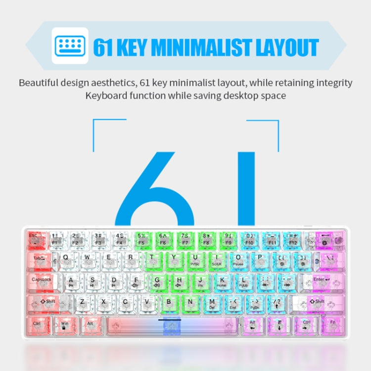 XUNFOX K30 Transparent 61-Keys Blacklit Wired Mechanical Keyboard, Cable Length: 1.5m