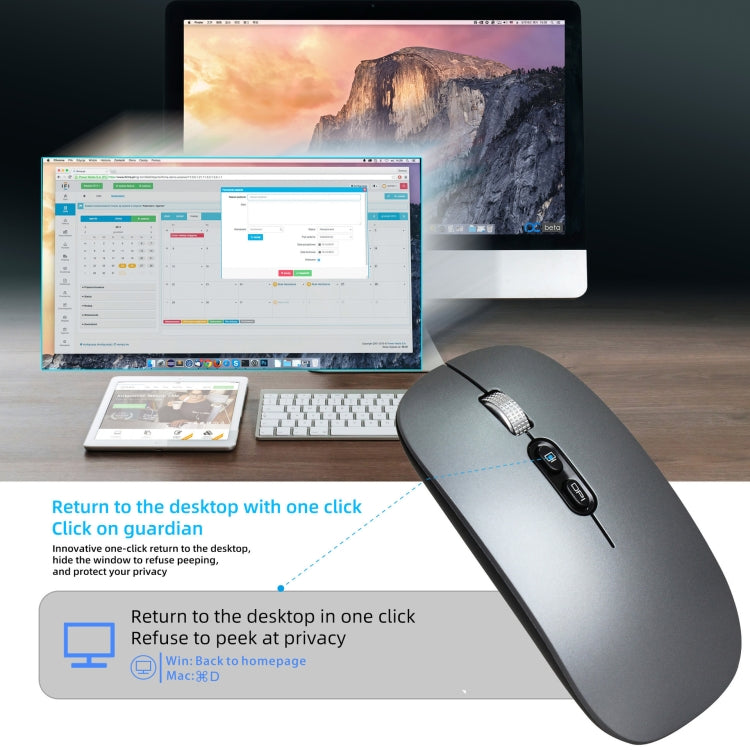 HXSJ M103 1600DPI UV Dual Mode 2.4GHz + Bluetooth 5.1 Wireless Rechargeable Mouse