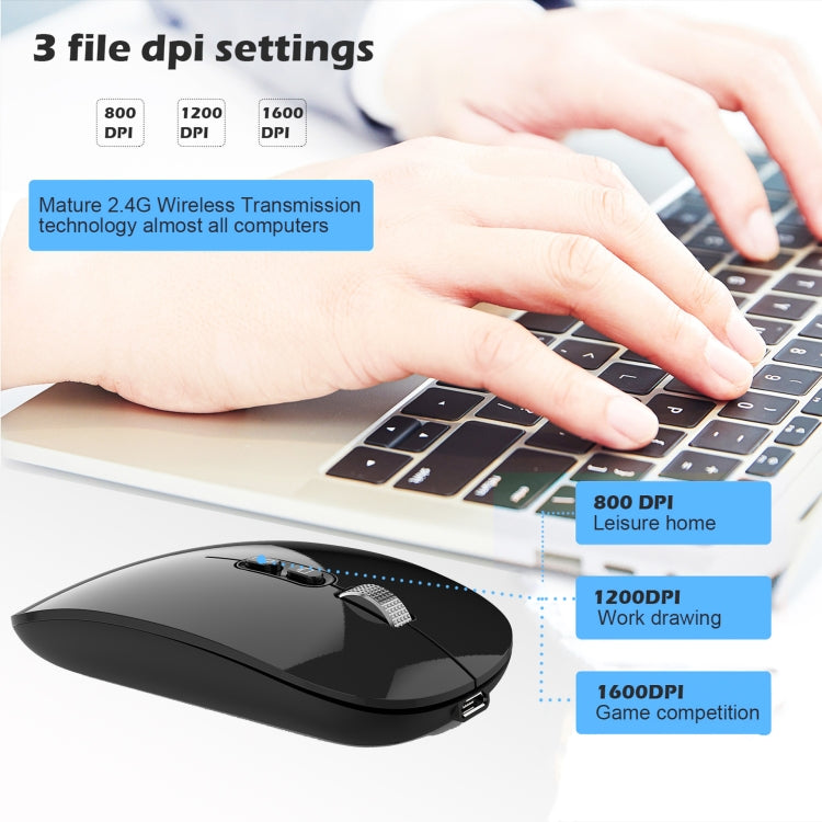 HXSJ M103 1600DPI UV Dual Mode 2.4GHz + Bluetooth 5.1 Wireless Rechargeable Mouse