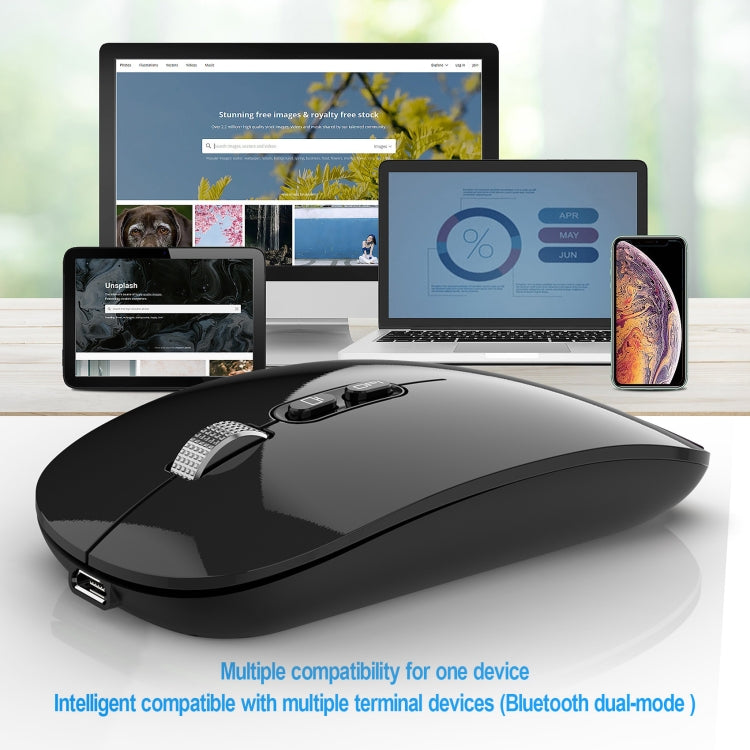 HXSJ M103 1600DPI UV Dual Mode 2.4GHz + Bluetooth 5.1 Wireless Rechargeable Mouse