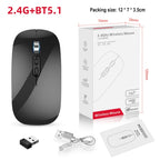 HXSJ M103 1600DPI UV Dual Mode 2.4GHz + Bluetooth 5.1 Wireless Rechargeable Mouse